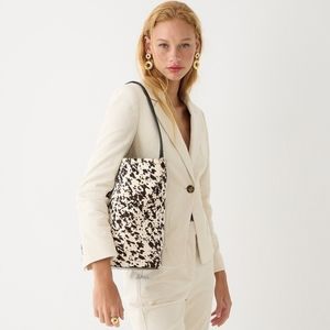 J Crew Berkeley bucket bag in leather and calf hair